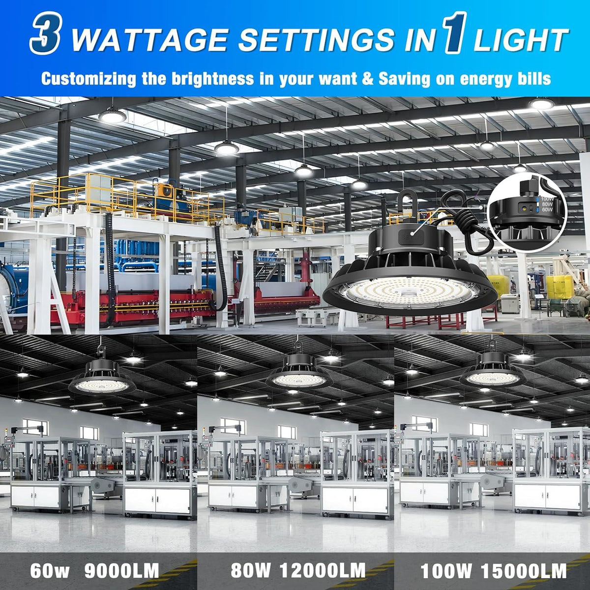 G GJIA Adjustable UFO LED High Bay Light 400W 0-10V Dimmable