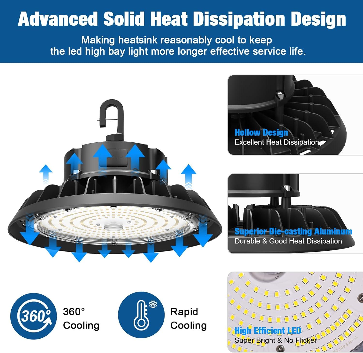 G GJIA Adjustable UFO LED High Bay Light 400W 0-10V Dimmable