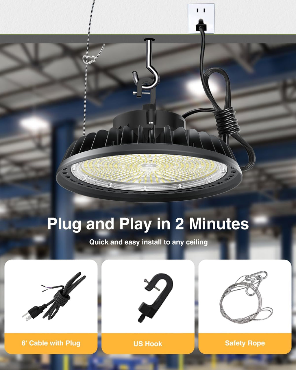 G GJIA Adjustable UFO LED High Bay Light 400W 0-10V Dimmable