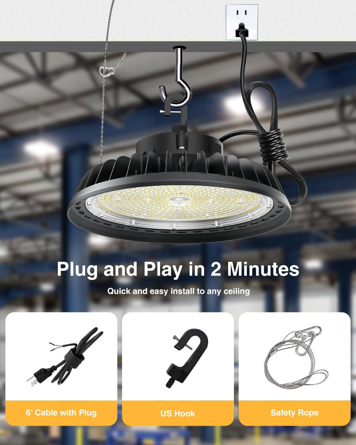 G GJIA Adjustable UFO LED High Bay Light 400W 0-10V Dimmable
