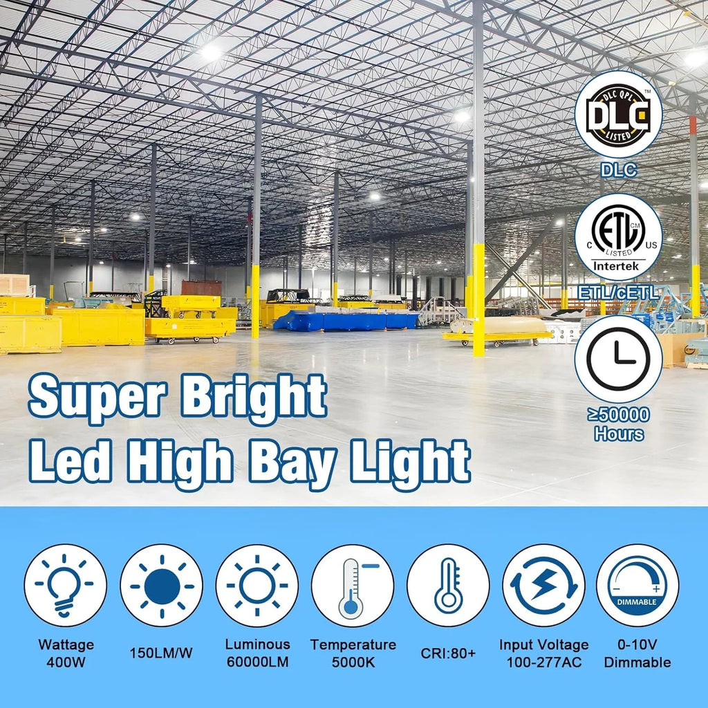 G GJIA Adjustable UFO LED High Bay Light 400W 0-10V Dimmable