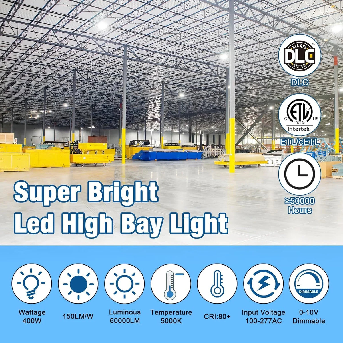 G GJIA Adjustable UFO LED High Bay Light 400W 0-10V Dimmable